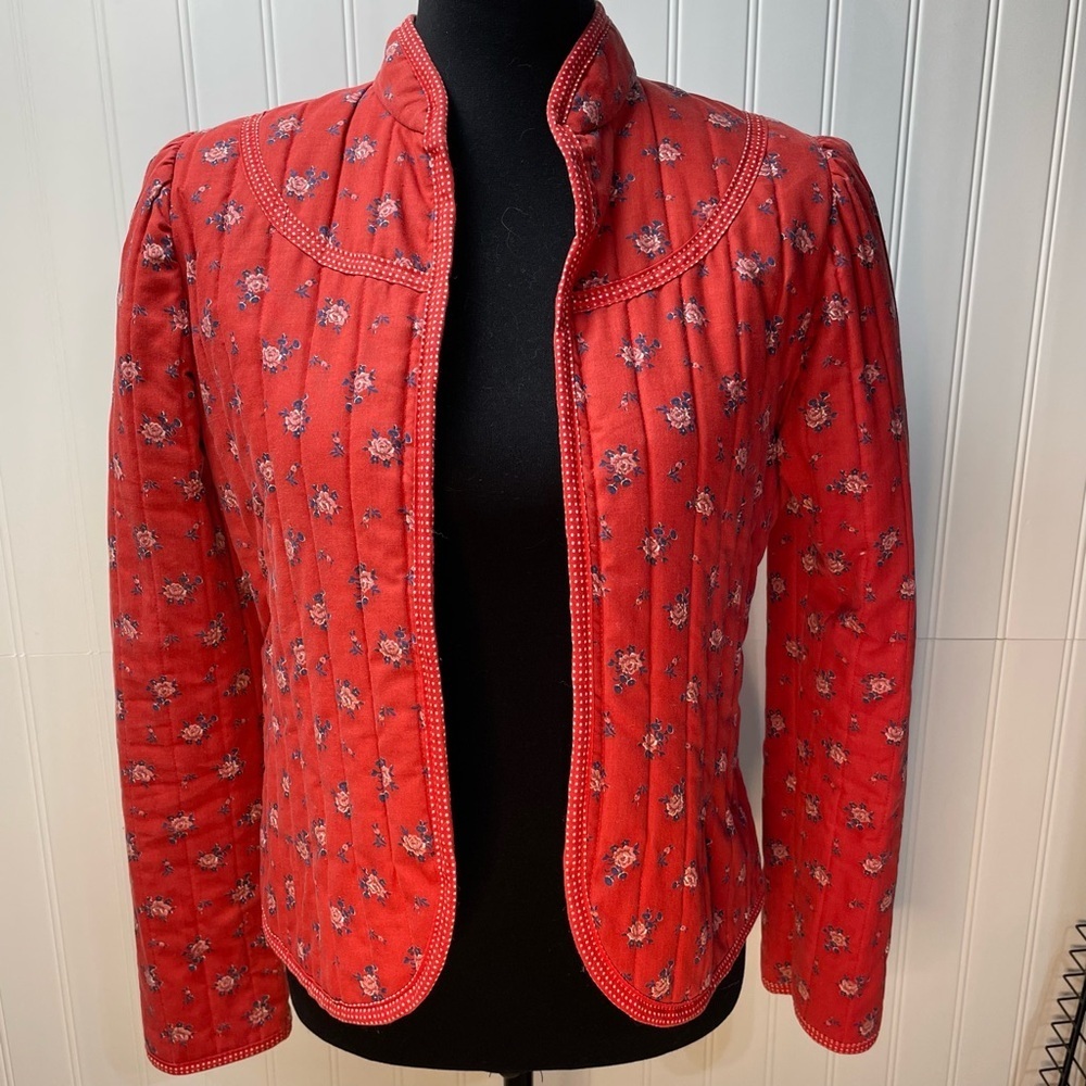 Women’s Red Quilted Floral Jacket